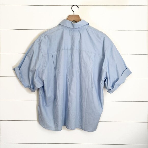 Zara NWT light blue box fit button down top - Picture 3 of 4